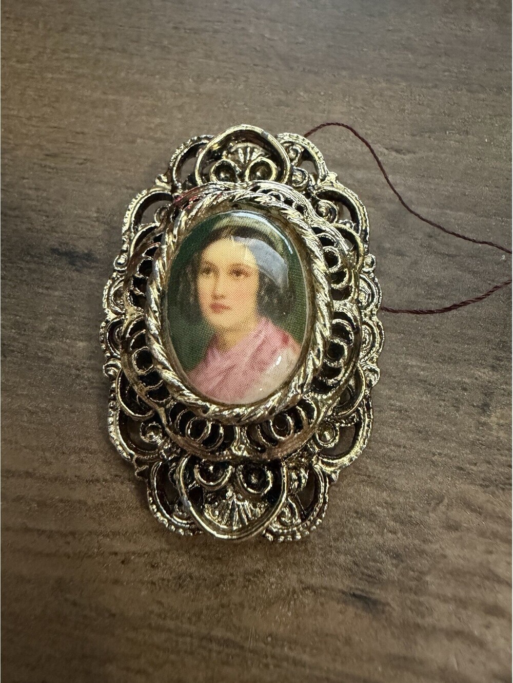 Vintage Gerry's Signed Cameo Brooch Pendant  Gold Tone